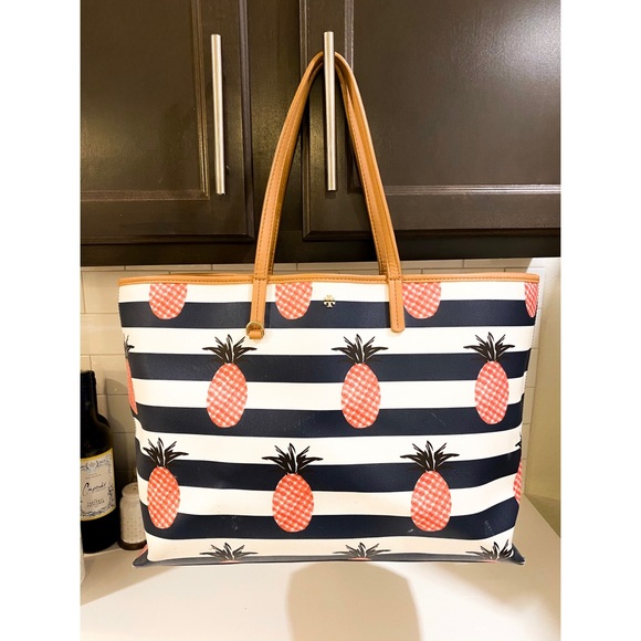 Tory Burch Handbags - Pineapple Striped Kensington Tote | Tory Burch
